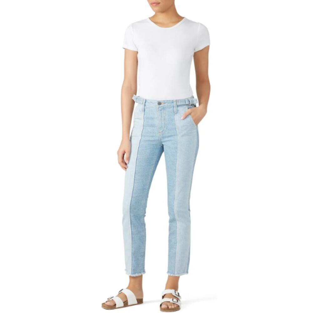 Ag Adriano Goldschmied 28 Isabella Paneled Jeans Blue Two Tone